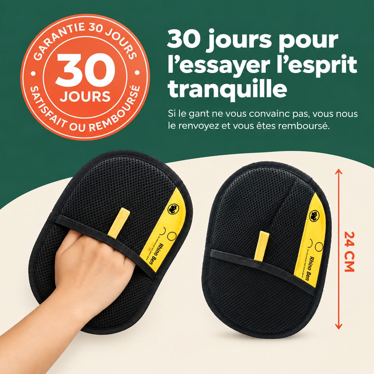 Gant ramasse-poils — les poils du canapé partent dès le premier passage