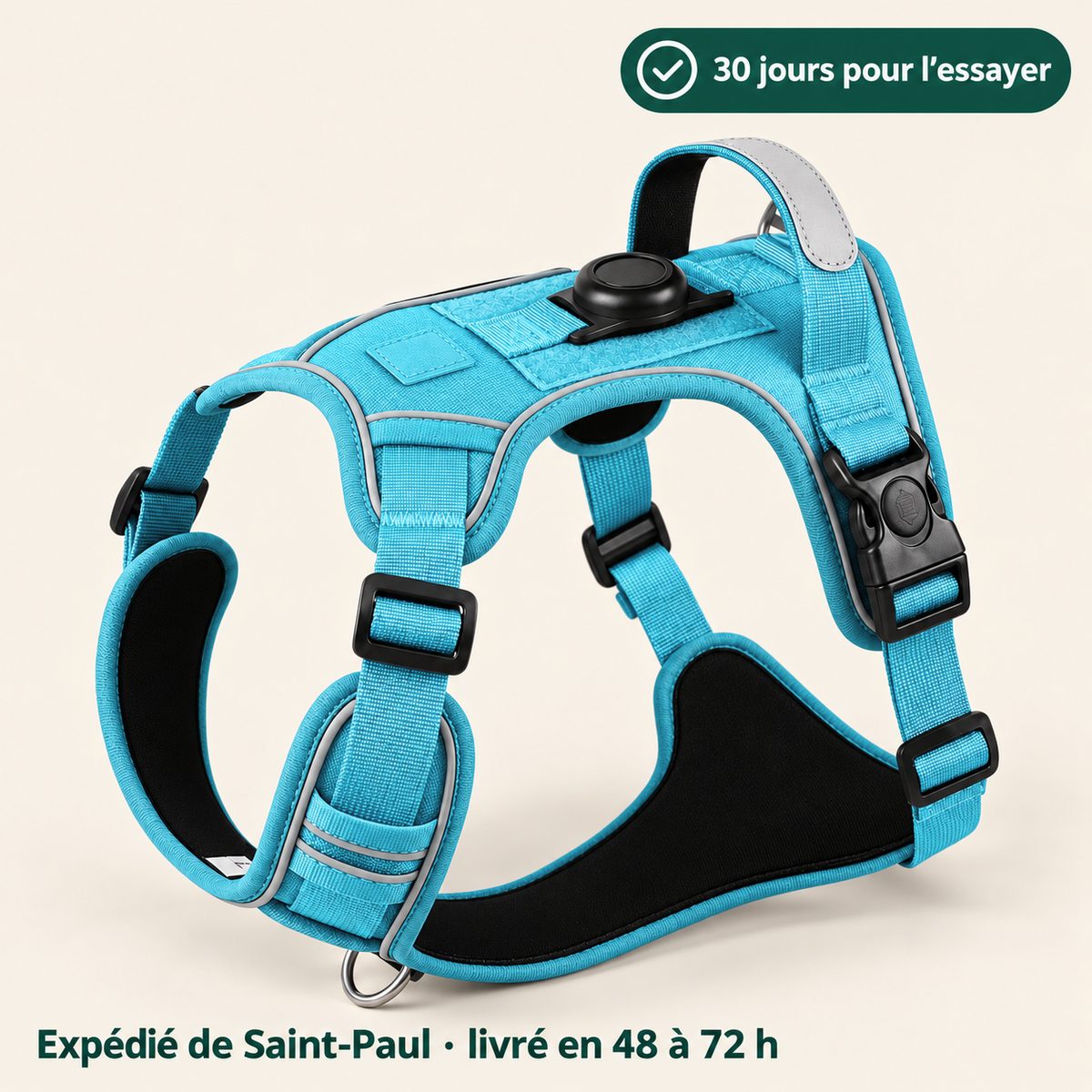 Harnais anti-traction bleu pour chien