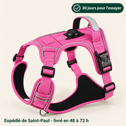 Harnais anti-traction rose pour chien