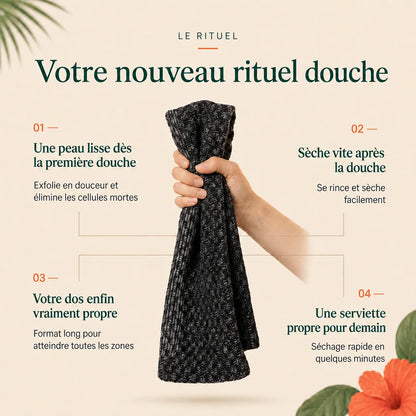 Serviette exfoliante — la peau lisse et nette, dès la douche
